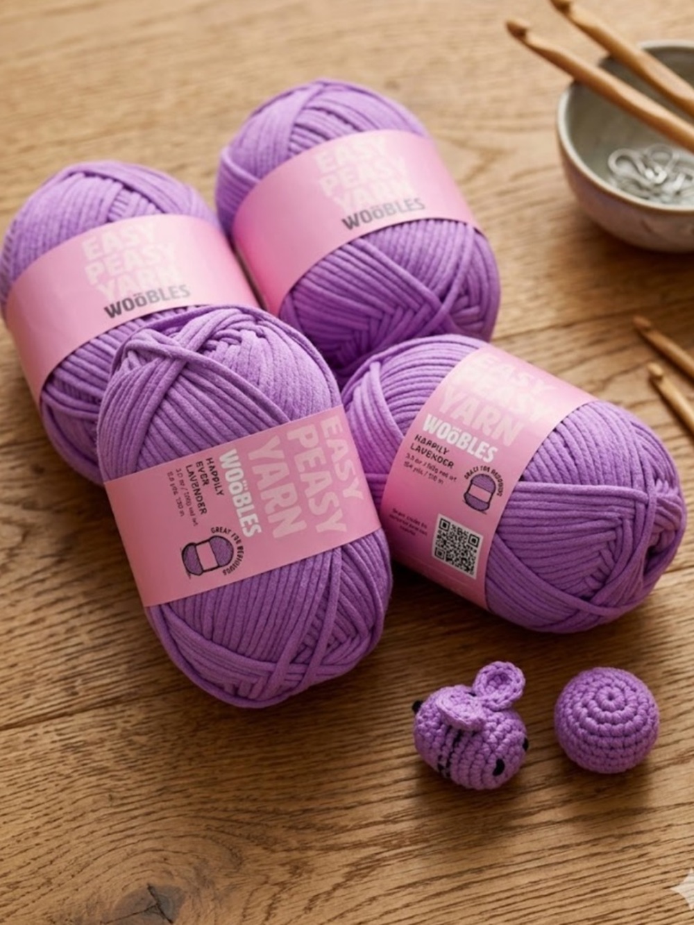 NWT Easy Peasy Yarn Beginners Crochet Knitting Yarn Set of 4 Happily Lavender
